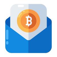 Creative design icon of bitcoin mail vector