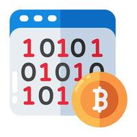 A creative design icon of bitcoin binary data vector