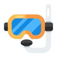 Oxygen pipe with goggles, icon of snorkeling mask vector