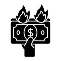 Premium download icon of money burning vector