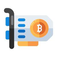 un único diseño icono de bitcoin gpu tarjeta vector