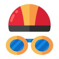 Cap with goggles icon in flat design vector