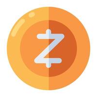 zec moneda icono en plano diseño vector
