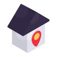 House with pointer, icon of home location vector