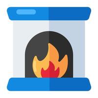 A flat design icon of fireplace vector