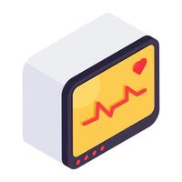 un icono de diseño único del monitor de ecg vector