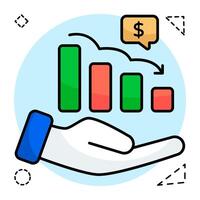 A flat design icon of loss chart vector