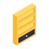 Trendy isometric design icon of wooden shelves vector