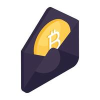 Creative design icon of bitcoin mail vector