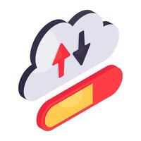 Editable design icon of cloud data transfer vector