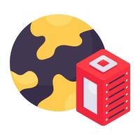 An isometric icon design of global server vector