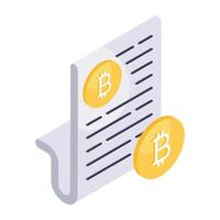 un único diseño icono de bitcoin documento vector