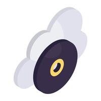 un diseño de icono de cd en la nube vector