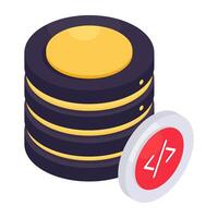 An isometric design icon of database coding vector