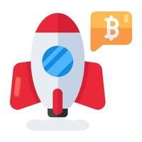 Editable design icon of bitcoin launch vector