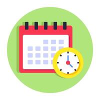 Clock with calendar, icon of study timetable vector