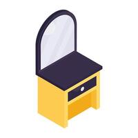 An isometric design icon of vanity mirror vector