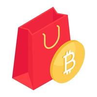 Creative design icon of bitcoin shopping vector