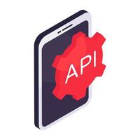 conceptual isométrica diseño icono de api vector