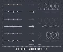 A set of barbed wire with different twisting pitches from different metals. vector