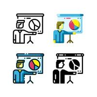 Presentation icon represented with person and whiteboard vector