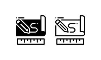 Drawing on paper icon in outline and glyph style vector