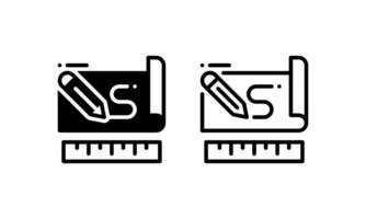 Drawing on paper icon in outline and glyph style vector