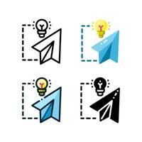 Creative airplane icon represented by a light bulb and a paper airplane vector