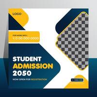 school admission social media post or banner design template vector