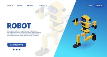 Web template with a dancing robot. Vector