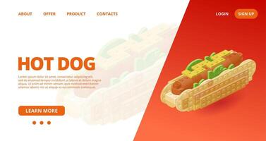 Web template with a hot dog. Vector