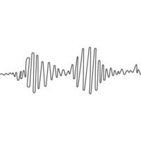 Sound wave different shape. Continuous one line drawing. Amplitude movement. Podcast concept. Adjustable black stroke Transparent background. Single outline doodle noise design. Vector illustration.