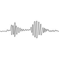 Sound wave different shape. Continuous one line drawing. Amplitude movement. Podcast concept. Adjustable black stroke Transparent background. Single outline doodle noise design. Vector illustration.