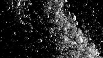 AI generated Soda water bubbles splashing underwater against black background. photo