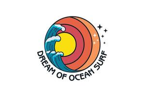 Ocean surf logo design creative concept style vector