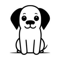 Cute dog vector black and white cartoon character design collection. White background. Pets, Animals.