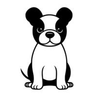 Cute dog vector black and white cartoon character design collection. White background. Pets, Animals.