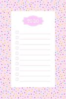 To do list blank template with check box, colorful confetti background vector