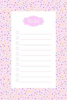 To do list blank template with check box, colorful confetti background vector