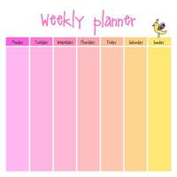 Planning template. Note paper, Notes, to do list. Organiser. Note paper. Weekly. Printable. vector