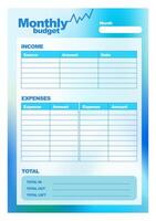 Template, Monthly budget, printable A4 vector