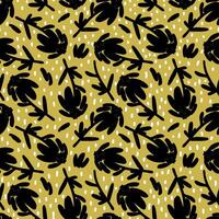 Chamomile seamless pattern with black flowers. Vector endless floral background. Fabric design, wrapping paper, textile design