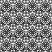 Vector seamless pattern with scales and ornament of mandala. Vector black and white seamless background. The Art Nouveau style. Best for fabric, wrapping paper and home decor
