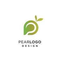 Pear initial letter P, modern pear plantation design illustration vector