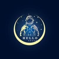 espacio persona y Luna icono, astronauta diseño vector ilustración eps 10