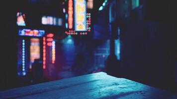 Restaurant Straße oder klein Gasse mit Neon- Beleuchtung video