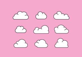 Set of pink princess cloud Icons in modern flat style isolated on blue background. vector