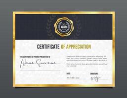 Professional certificate of appreciation Template diploma with luxury and modern pattern background. Achievement certificate. vector