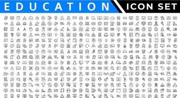 E-learning line icons collection. Education, school, knowledge, online education icons. UI icon set. Thin outline icons pack. Vector illustration