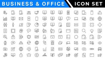 Business and office web icons in line style. Money, bank, contact, infographic. Icon collection. Vector illustration